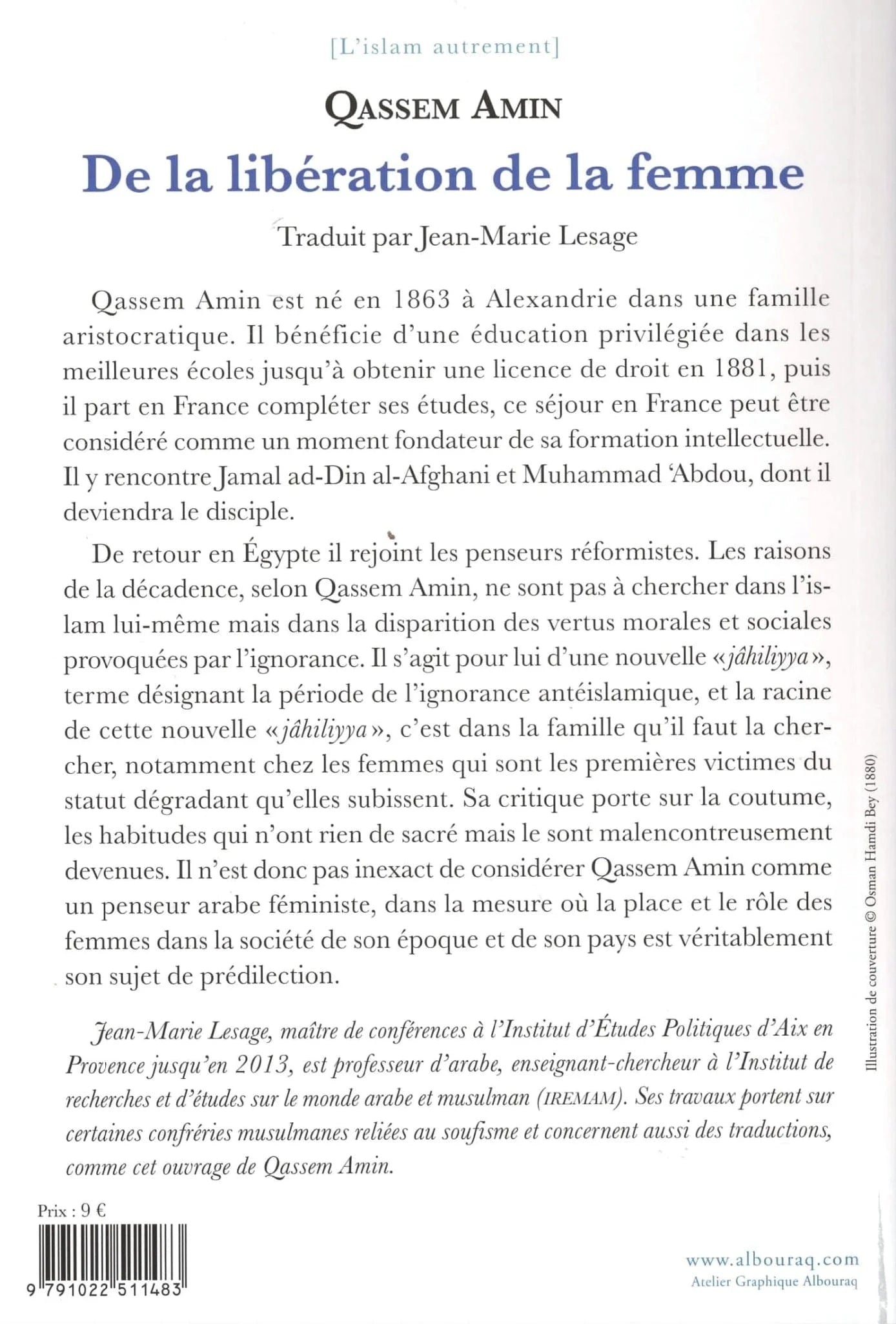 De la libération de la femme de Qassem Amin Al Bouraq Livre > Islam 9791022511483 Librairie Musulmane Al-imen