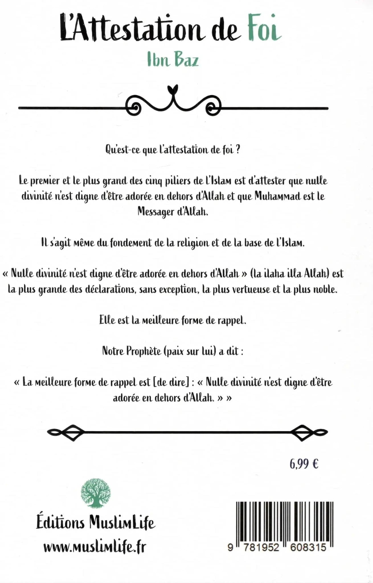 L’Attestation de Foi (Ibn Baz) MuslimLife Livre > Islam 9781952608315 Librairie Musulmane Al-imen