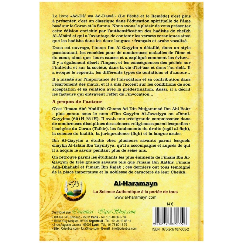 Ad - Dâ' wa Ad - Dawâ' (Le Péché et le Remède / Péchés et Guérison) d'Ibn Al - Qayyim Al - Jawziyya - Livres par édition par Al - Haramayn disponible chez Al - imen