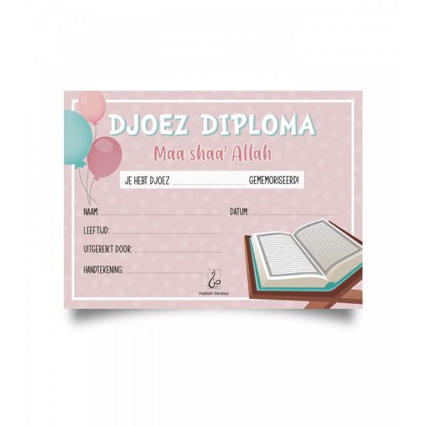 Djoez diploma voor meisjes - Cartes - cadeaux par Hadieth Benelux disponible chez Al - imen