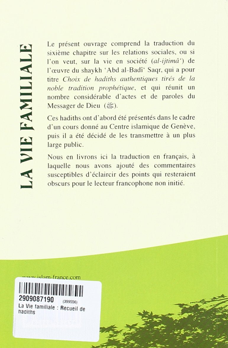 La vie familiale recueil de Hadiths - Livres par édition par Tawhid disponible chez Al - imen