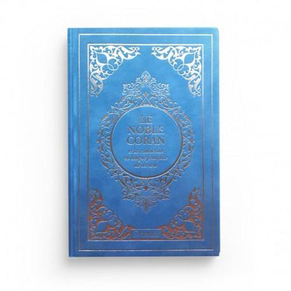 Le Noble Coran et la traduction en langue française de ses sens - couverture cartonnée en daim couleur bleu ciel - Coran par Orientica disponible chez Al - imen