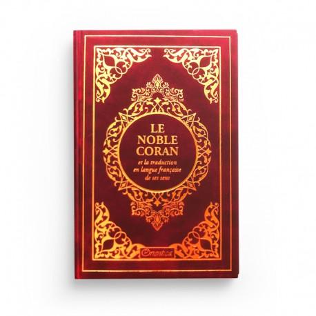 Le Noble Coran rouge doré et la traduction en langue française de ses sens - couverture cartonnée en daim - Coran par Orientica disponible chez Al - imen