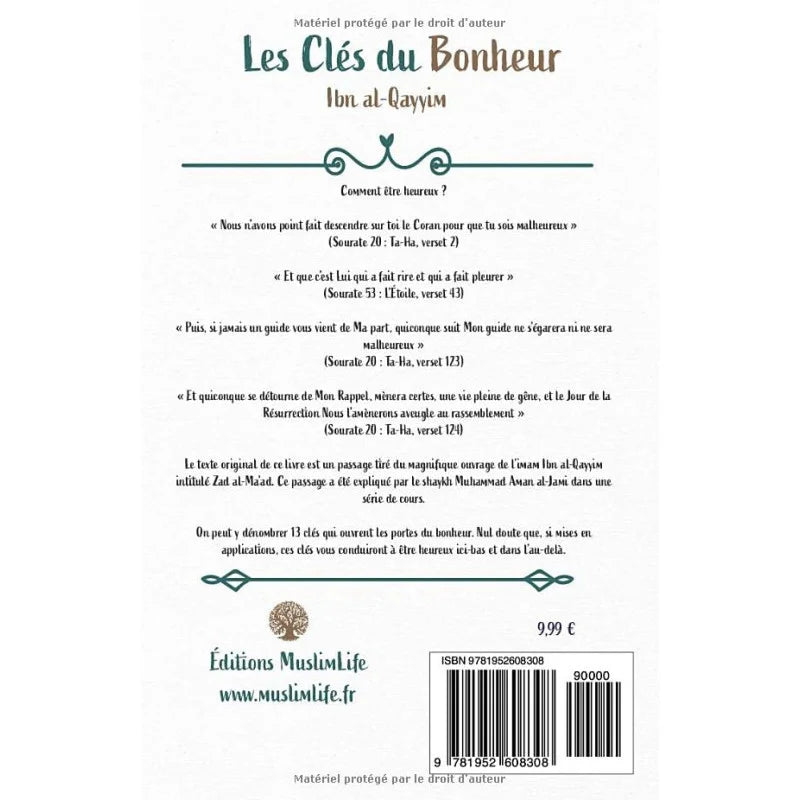 Les clés du bonheur - Ibn Al - Qayyim : Guide Essentiel pour le Bonheur en Islam - Livres par édition par MuslimLife disponible chez Al - imen