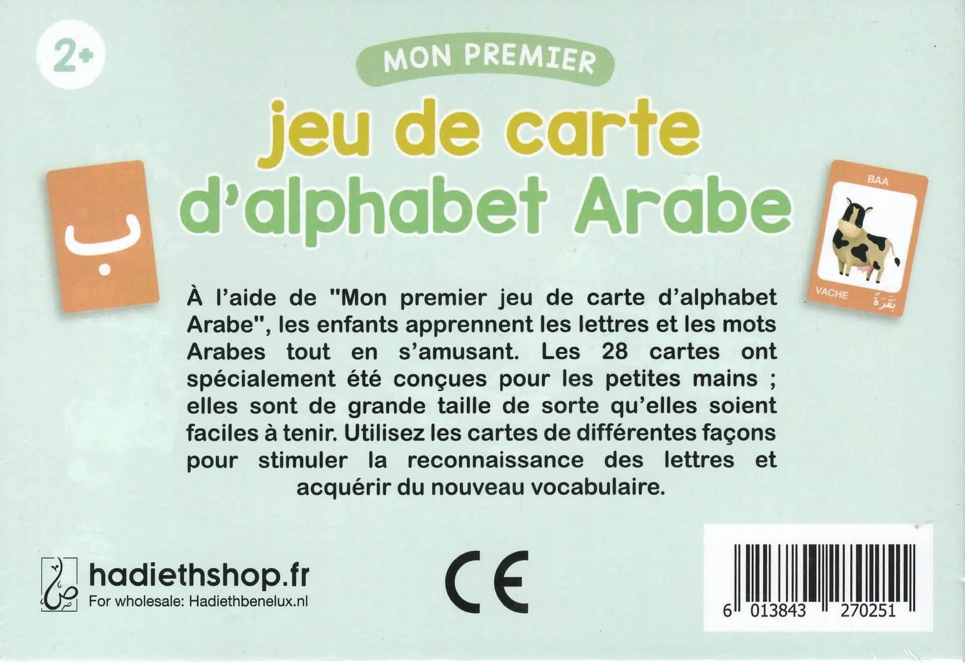 Mon premier jeu de carte de l’alphabet Arabe (28 cartes) Hadieth Benelux Jeu Islam 6013843270251 Librairie Musulmane Al-imen