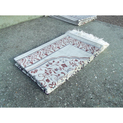 Tapis De Prière En Velours - Motifs Jardin - Fond Sable - COULEUR SAUMON disponible chez Al - imen