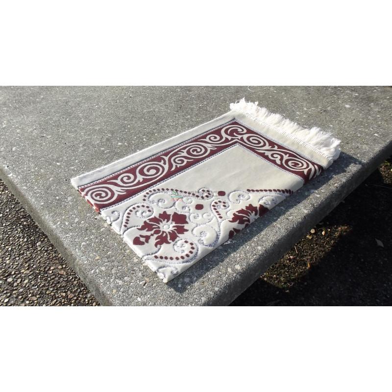 Tapis de Prière - Fond Sable - Motif fleurs - couleur Rose Saumon disponible chez Al - imen